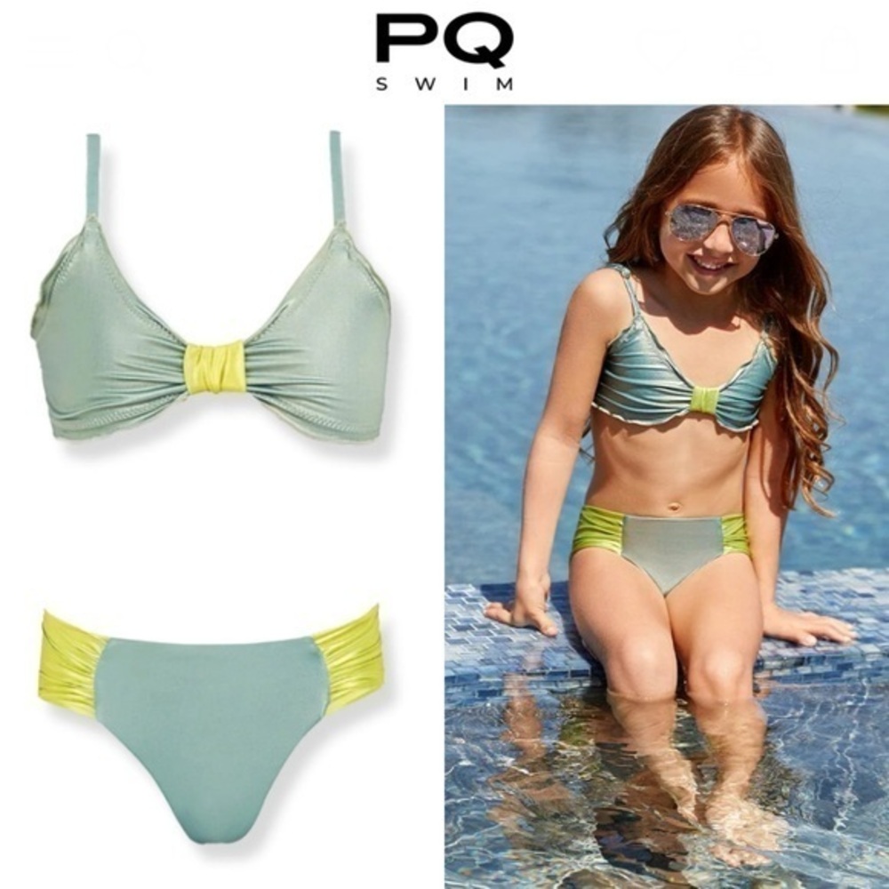 PQ Swim Atlantic Serena Kids Bikini Set - Green and Yellow Sz 8 88$